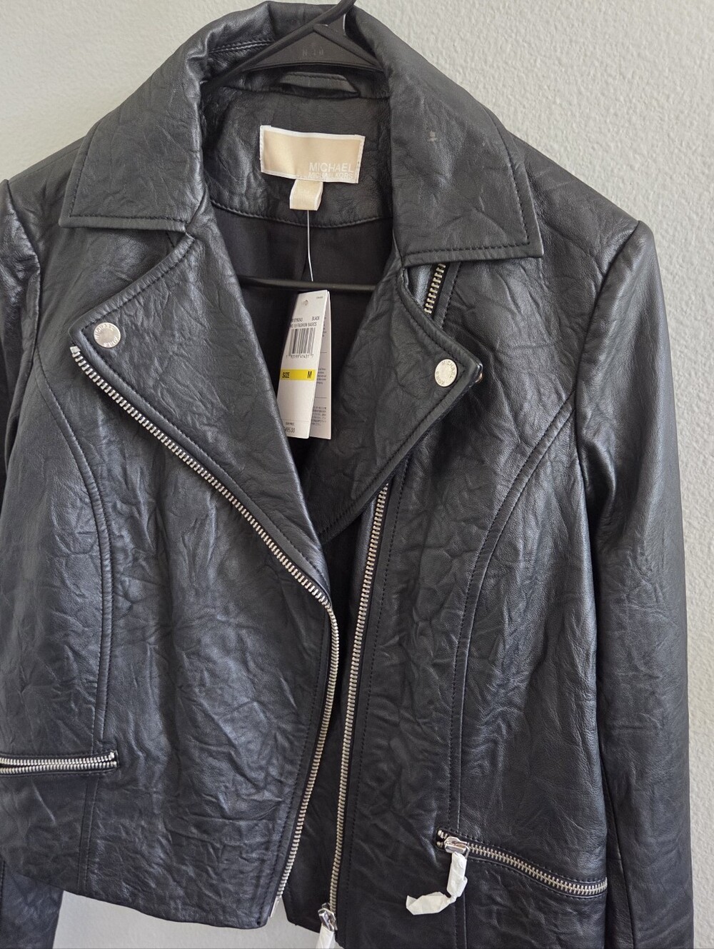 NWT Michael Kors Black Faux Leather Moto Jacket - Picture 2 of 5